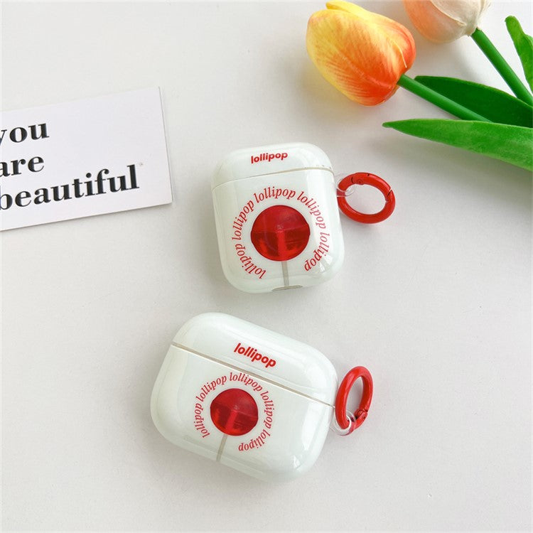 For Apple AirPods with Charging Case (2016)  /  (2019)  /  AirPods with Wireless Charging Case (2019) Anti-Fall Cover Sugar Pattern IMD + TPU Earbuds Case with Buckle