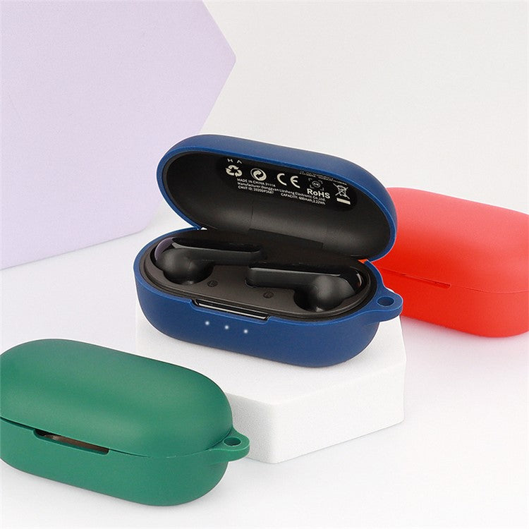 For Haylou GT3 Shockproof Bluetooth Headphone Silicone Case Precise Cutout Earphone Protective Cover with Buckle - Dark Blue