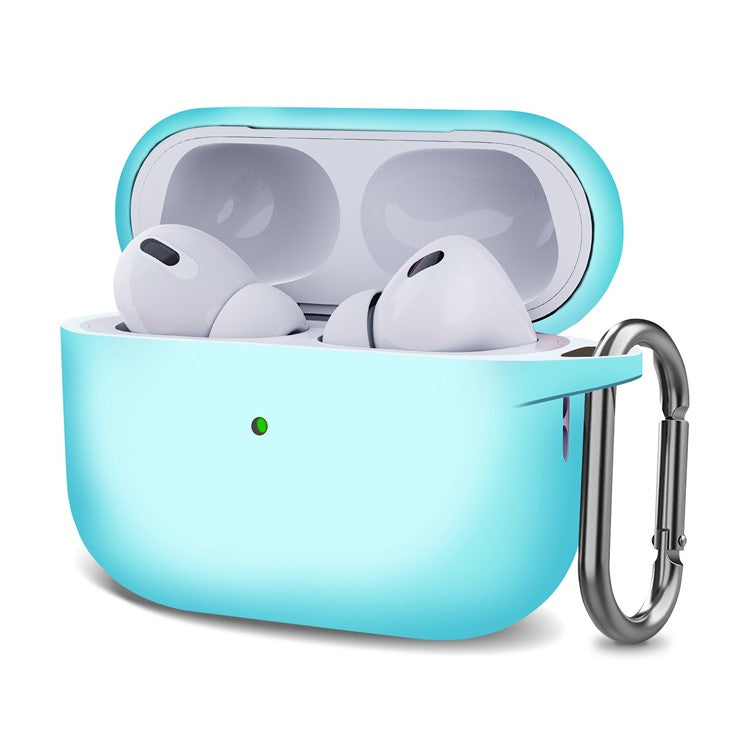 For AirPods Pro (Gen 2) (USB-C) / AirPods Pro 2 Bluetooth Earphone Silicone Case One-Piece Thickened Headphone Earbud Protective Cover with Anti-lost Buckle - Luminous