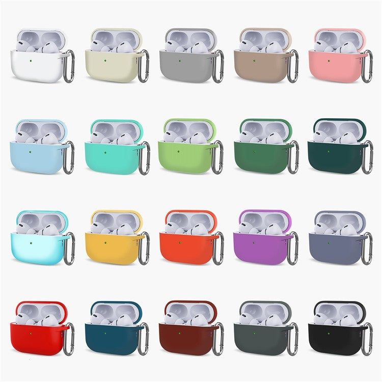 For AirPods Pro (Gen 2) (USB-C) / AirPods Pro 2 Bluetooth Earphone Silicone Case One-Piece Thickened Headphone Earbud Protective Cover with Anti-lost Buckle - Luminous