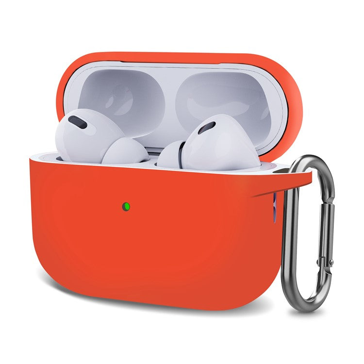 For AirPods Pro (Gen 2) (USB-C) / AirPods Pro 2 Bluetooth Earphone Silicone Case One-Piece Thickened Headphone Earbud Protective Cover with Anti-lost Buckle - Orange