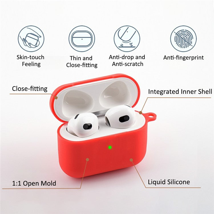 5Pcs / Set For Apple AirPods 3 Portable Protective Case Set Earbuds Soft Silicone Protector Kit with Keychain / Earphone Holder / Anti-lost Neck Strap / Storage Case - Midnight Green