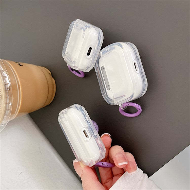 For Apple AirPods 3 Heart Flower Pattern Anti-scratch Soft TPU Bluetooth Earphone Protective Cover Drop-proof Charging Box with Buckle