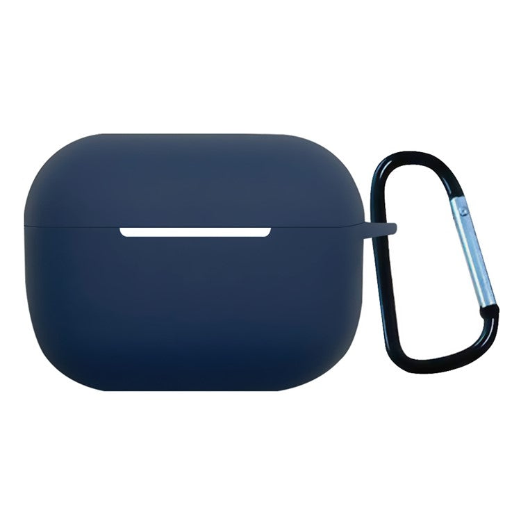 For AirPods Pro 2 Shockproof Bluetooth Earphones Case 2.2mm Soft Silicone Thickened Protective Cover with Anti-lost Buckle - Midnight Blue