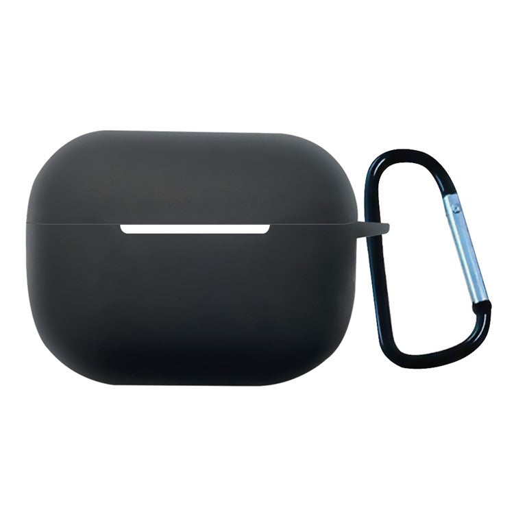 For AirPods Pro 2 Shockproof Bluetooth Earphones Case 2.2mm Soft Silicone Thickened Protective Cover with Anti-lost Buckle - Black