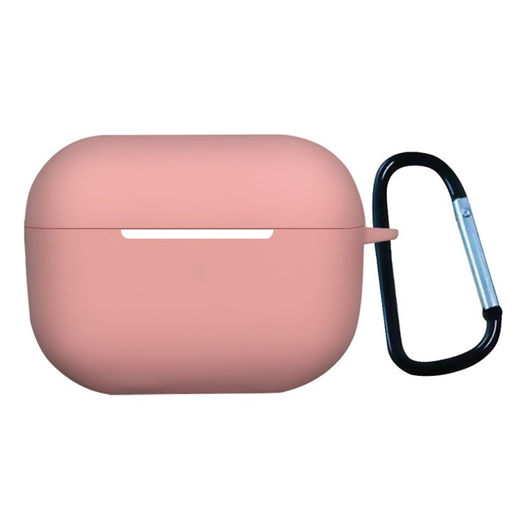 For AirPods Pro 2 Shockproof Bluetooth Earphones Case 2.2mm Soft Silicone Thickened Protective Cover with Anti-lost Buckle - Pink