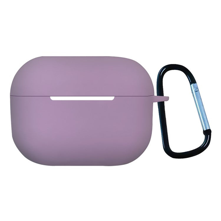 For AirPods Pro 2 Shockproof Bluetooth Earphones Case 2.2mm Soft Silicone Thickened Protective Cover with Anti-lost Buckle - Lavender Purple