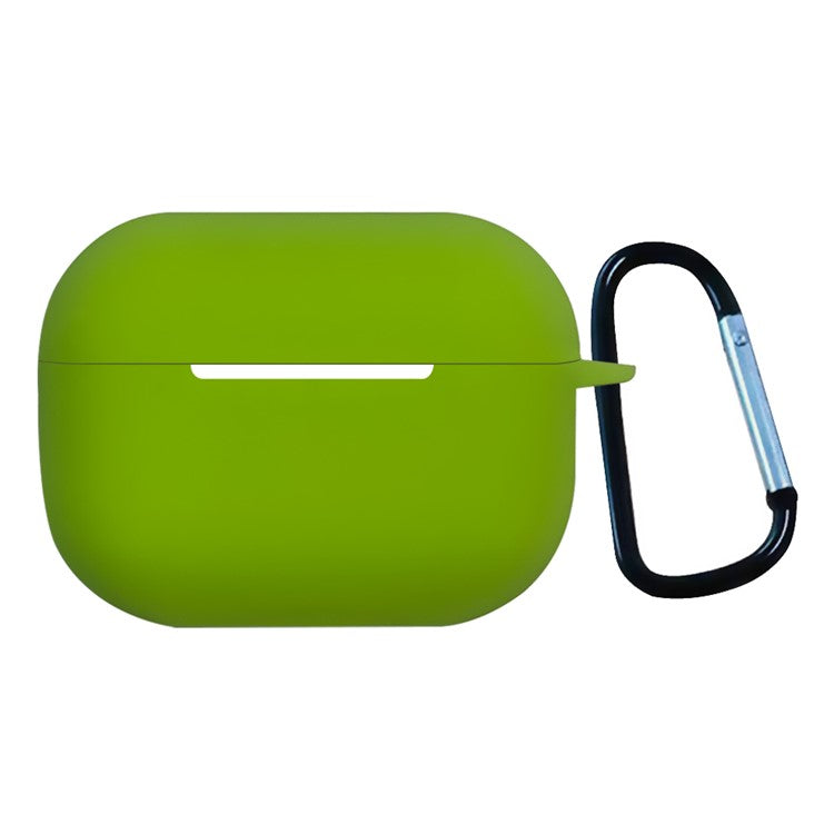 For AirPods Pro 2 Shockproof Bluetooth Earphones Case 2.2mm Soft Silicone Thickened Protective Cover with Anti-lost Buckle - Grass Green