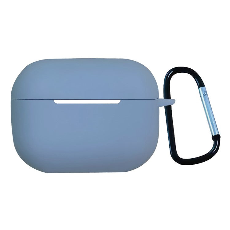 For AirPods Pro 2 Shockproof Bluetooth Earphones Case 2.2mm Soft Silicone Thickened Protective Cover with Anti-lost Buckle - Azure