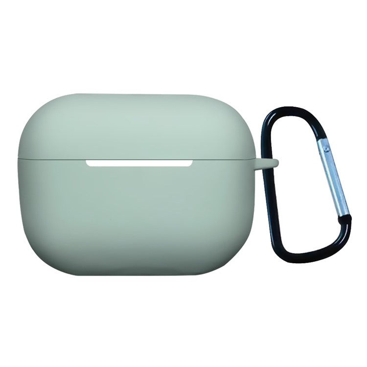 For AirPods Pro 2 Shockproof Bluetooth Earphones Case 2.2mm Soft Silicone Thickened Protective Cover with Anti-lost Buckle - Mint Green