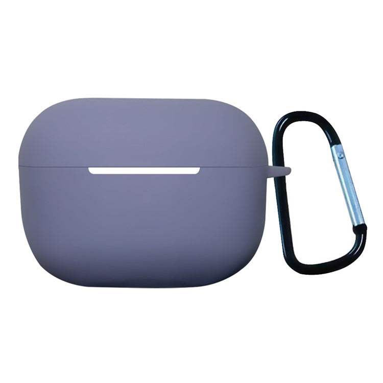 For AirPods Pro 2 Shockproof Bluetooth Earphones Case 2.2mm Soft Silicone Thickened Protective Cover with Anti-lost Buckle -  Lavender Gray