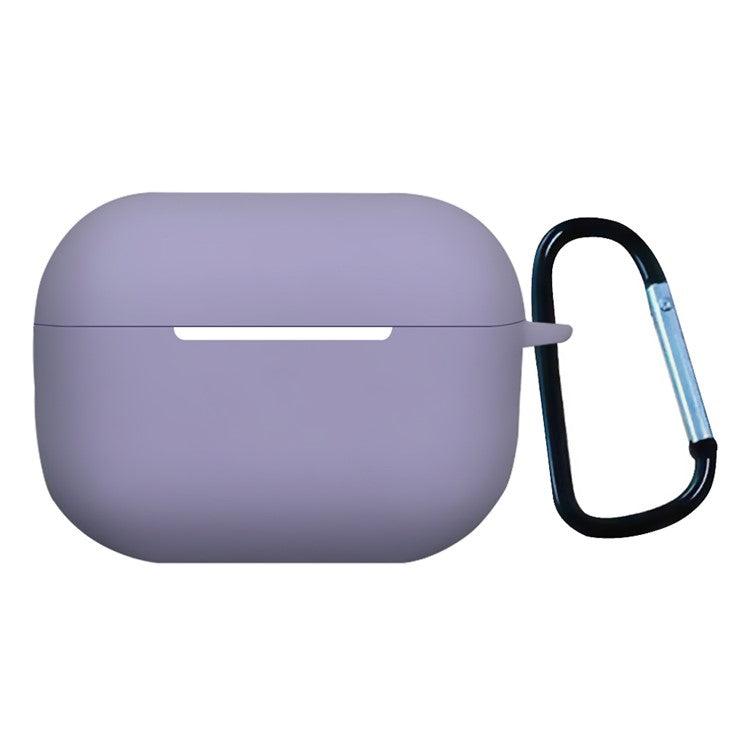 For AirPods Pro 2 Shockproof Bluetooth Earphones Case 2.2mm Soft Silicone Thickened Protective Cover with Anti-lost Buckle - Hyacinth Purple