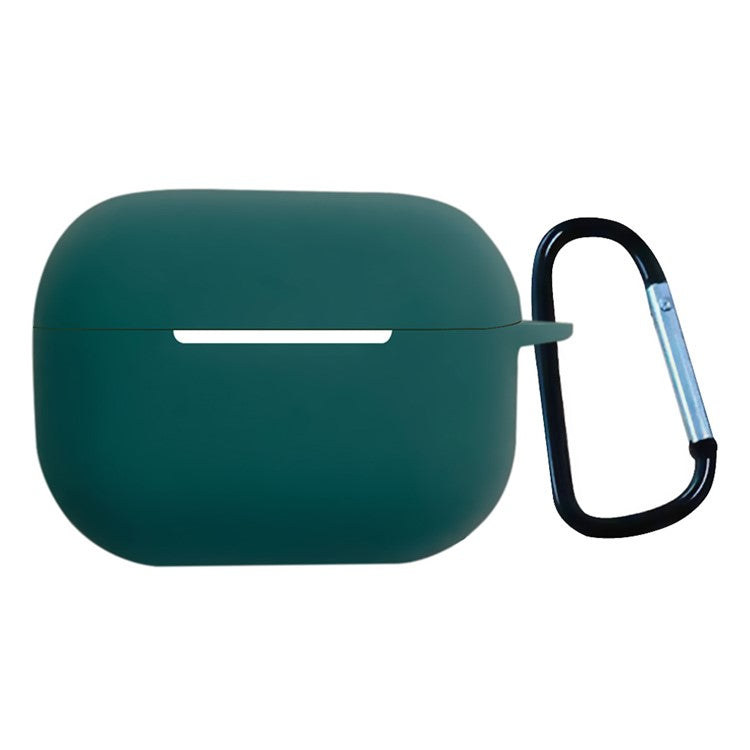 For AirPods Pro 2 1.3mm Soft Silicone Bluetooth Earphones Protective Case Anti-Fall Cover with Anti-Lost Buckle - Midnight Green