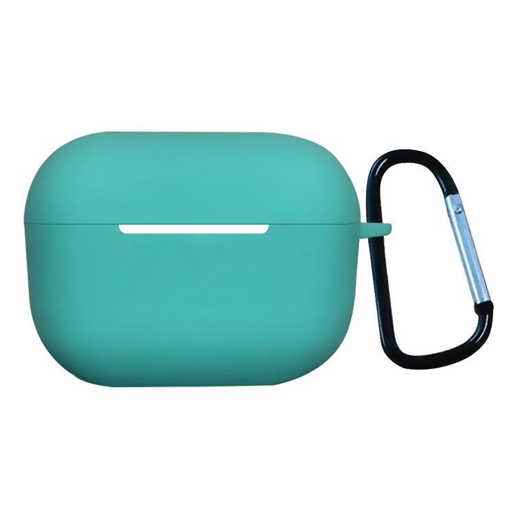 For AirPods Pro 2 1.3mm Soft Silicone Bluetooth Earphones Protective Case Anti-Fall Cover with Anti-Lost Buckle -  Mint Green