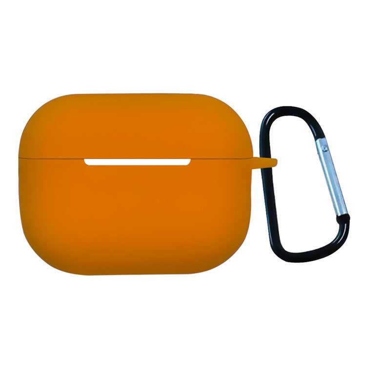 For AirPods Pro 2 1.3mm Soft Silicone Bluetooth Earphones Protective Case Anti-Fall Cover with Anti-Lost Buckle - Orange