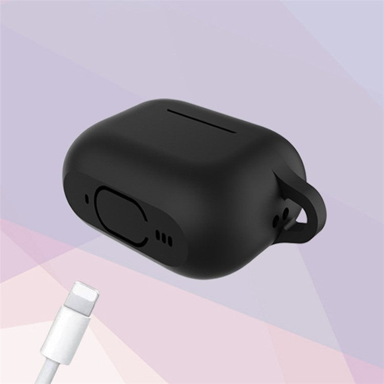 A2 For AirPods Pro 2 Bluetooth Earphone Soft Silicone Protective Case Flat Bottom Anti-scratch Anti-drop Cover with Ring Buckle - Rose