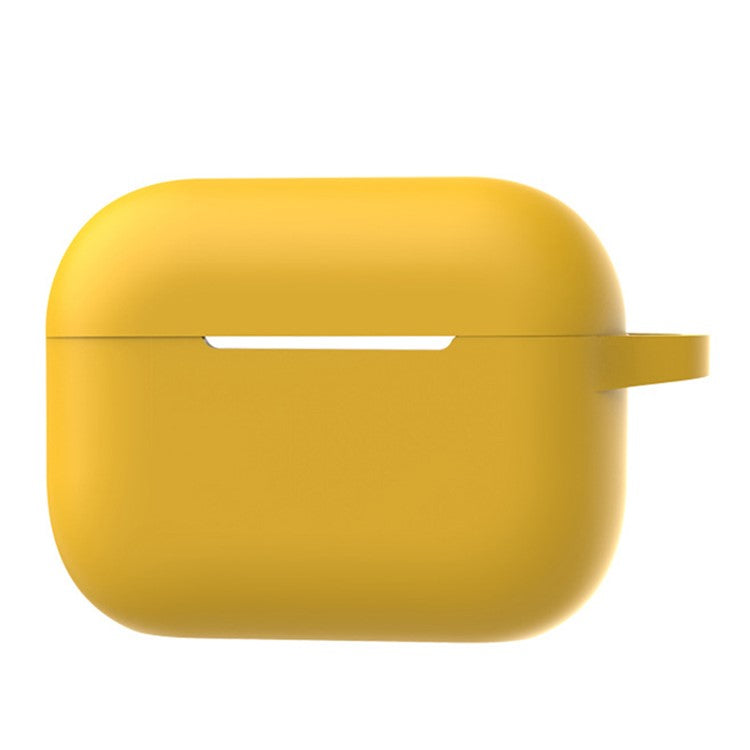 A2 For AirPods Pro 2 Bluetooth Earphone Soft Silicone Protective Case Flat Bottom Anti-scratch Anti-drop Cover with Ring Buckle - Dark Yellow