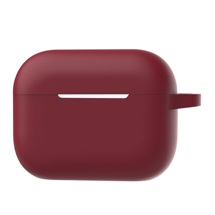 A2 For AirPods Pro 2 Bluetooth Earphone Soft Silicone Protective Case Flat Bottom Anti-scratch Anti-drop Cover with Ring Buckle - Wine Red