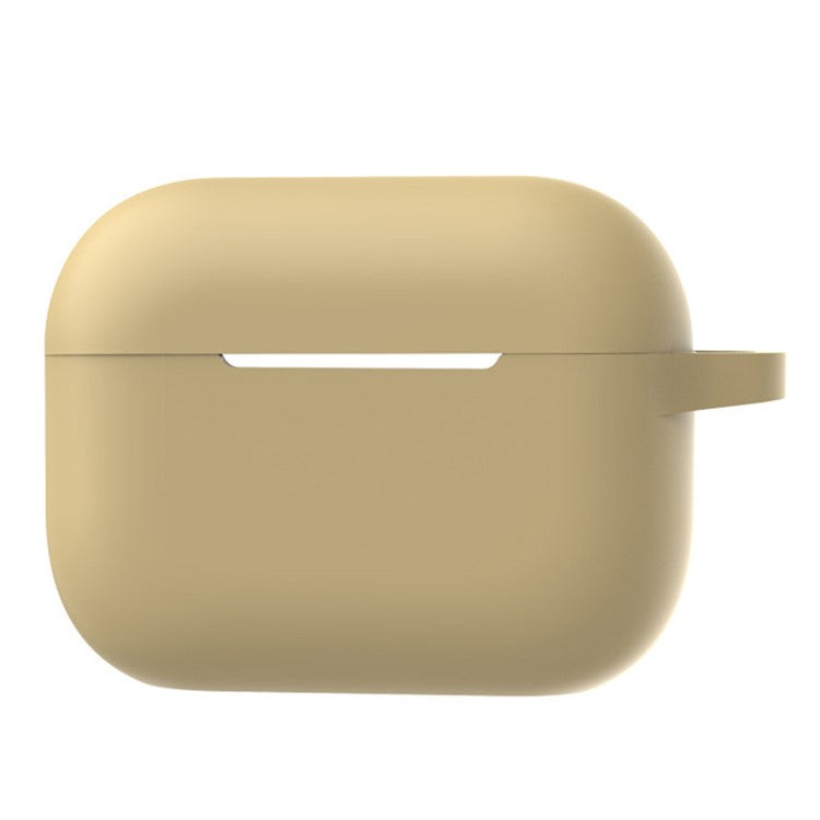 A2 For AirPods Pro 2 Bluetooth Earphone Soft Silicone Protective Case Flat Bottom Anti-scratch Anti-drop Cover with Ring Buckle - Khaki