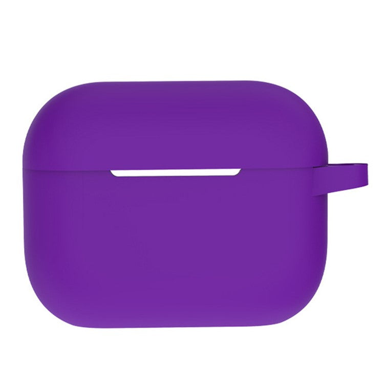 A2 For AirPods Pro 2 Bluetooth Earphone Soft Silicone Protective Case Flat Bottom Anti-scratch Anti-drop Cover with Ring Buckle - Dark Purple