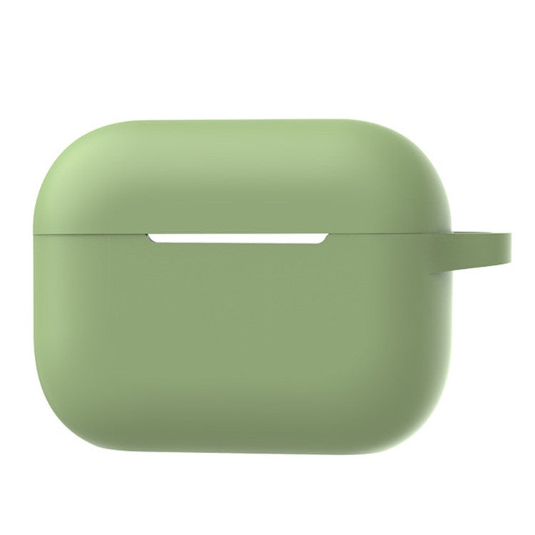 A2 For AirPods Pro 2 Bluetooth Earphone Soft Silicone Protective Case Flat Bottom Anti-scratch Anti-drop Cover with Ring Buckle - Matcha Green