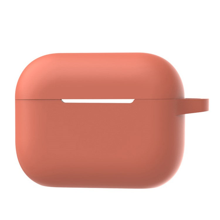 A2 For AirPods Pro 2 Bluetooth Earphone Soft Silicone Protective Case Flat Bottom Anti-scratch Anti-drop Cover with Ring Buckle - Coral