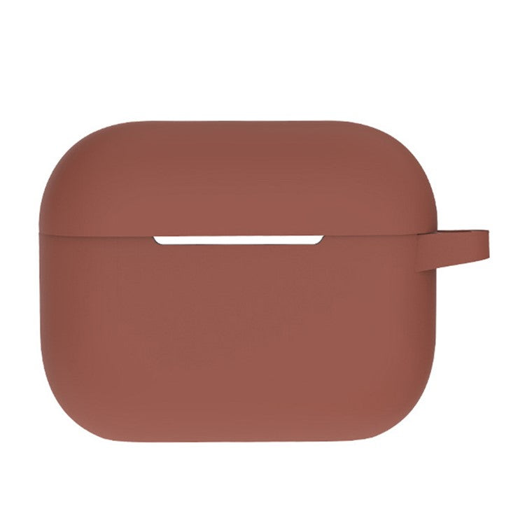 A2 For AirPods Pro 2 Bluetooth Earphone Soft Silicone Protective Case Flat Bottom Anti-scratch Anti-drop Cover with Ring Buckle - Brown