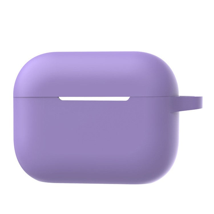 A2 For AirPods Pro 2 Bluetooth Earphone Soft Silicone Protective Case Flat Bottom Anti-scratch Anti-drop Cover with Ring Buckle - Purple