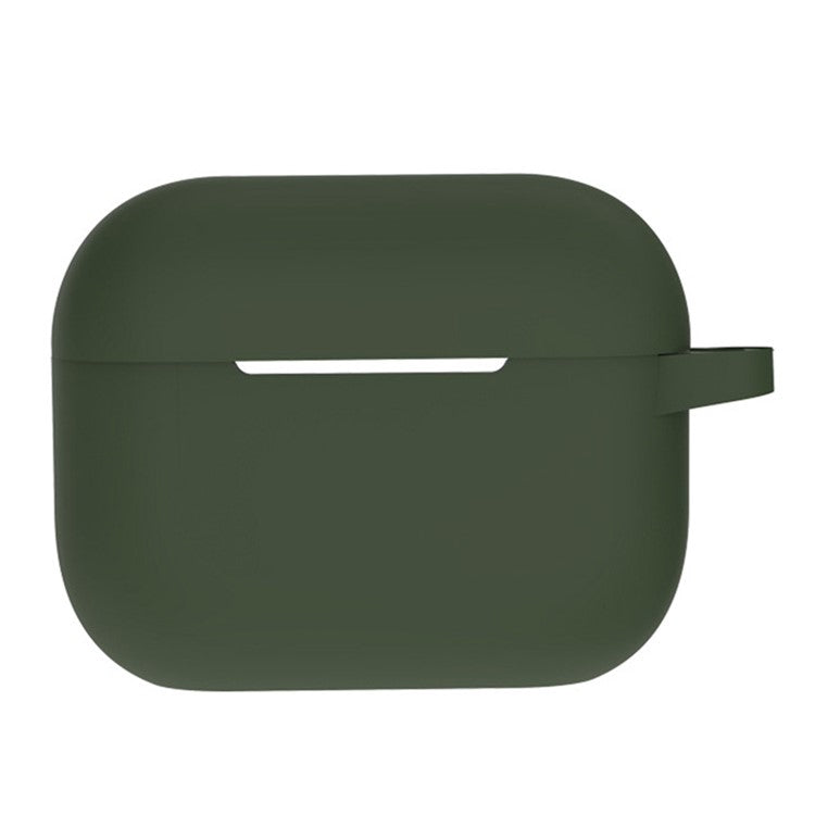 A2 For AirPods Pro 2 Bluetooth Earphone Soft Silicone Protective Case Flat Bottom Anti-scratch Anti-drop Cover with Ring Buckle - Army Green