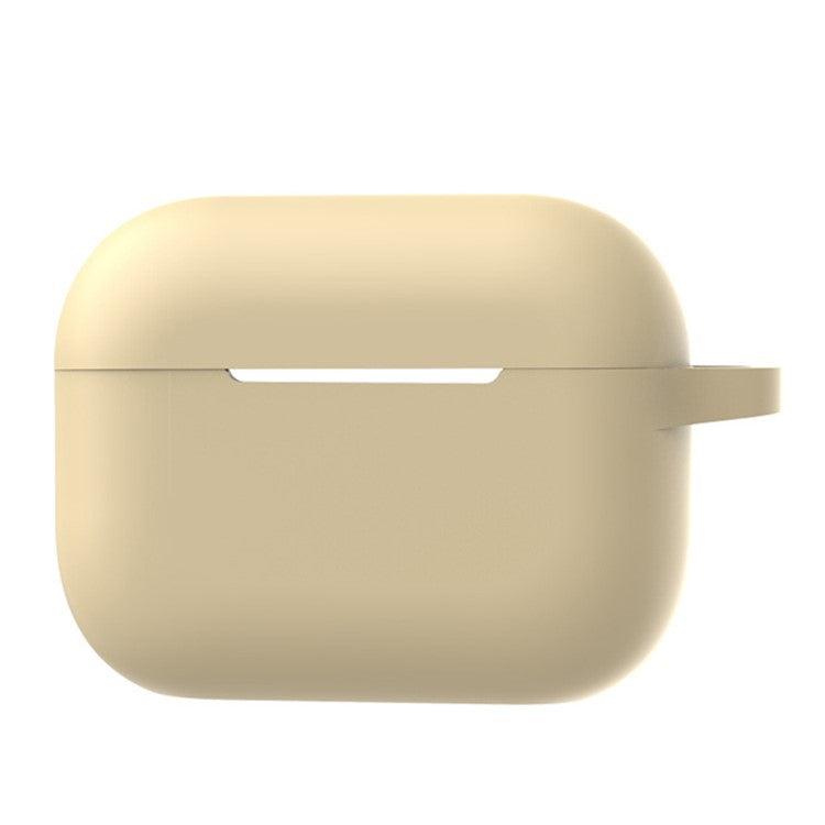 A2 For AirPods Pro 2 Bluetooth Earphone Soft Silicone Protective Case Flat Bottom Anti-scratch Anti-drop Cover with Ring Buckle - Light Yellow