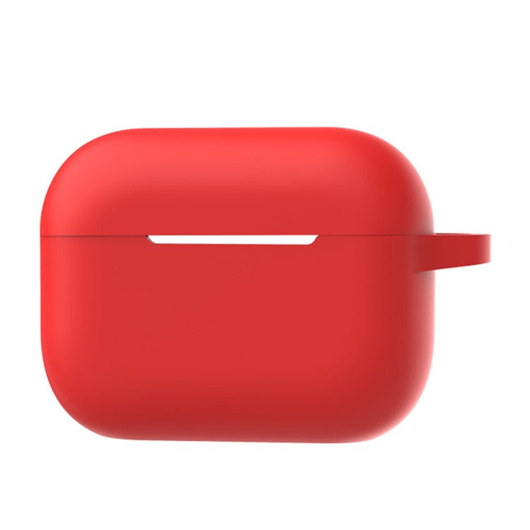 A2 For AirPods Pro 2 Bluetooth Earphone Soft Silicone Protective Case Flat Bottom Anti-scratch Anti-drop Cover with Ring Buckle - Red