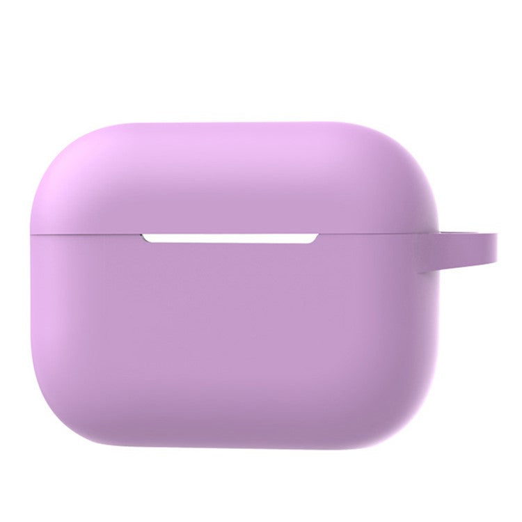 A2 For AirPods Pro 2 Bluetooth Earphone Soft Silicone Protective Case Flat Bottom Anti-scratch Anti-drop Cover with Ring Buckle - Light Purple