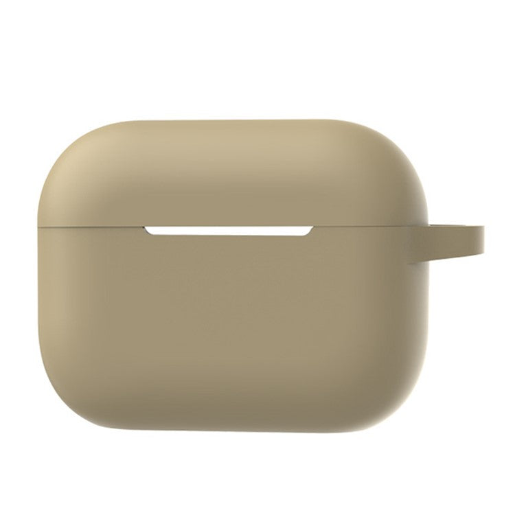 A1 For AirPods Pro 2 Silicone Protective Case Bluetooth Earphone Flat Bottom Anti-drop Cover with Ring Buckle - Apricot