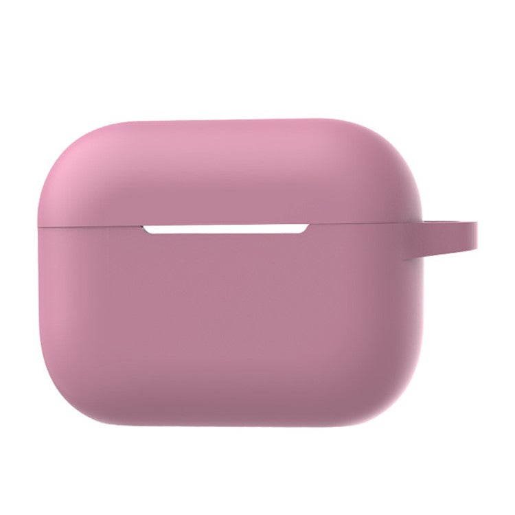 A1 For AirPods Pro 2 Silicone Protective Case Bluetooth Earphone Flat Bottom Anti-drop Cover with Ring Buckle - Rose Pink