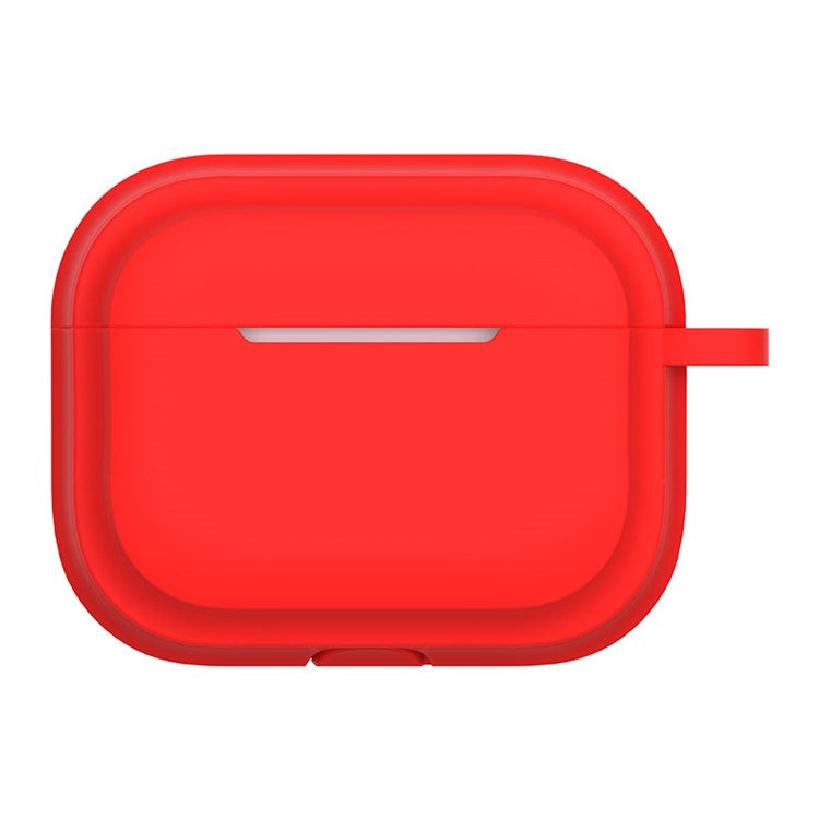 For AirPods Pro 2 Soft Silicone Skin Cover Full Protection Earphones Portable Carrying Case with Keychain Hook - Red