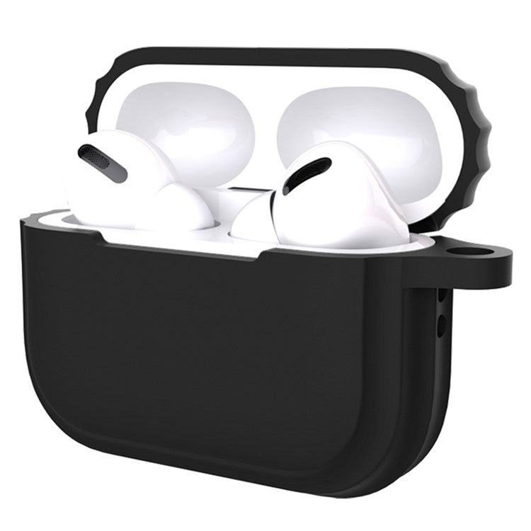 For AirPods Pro 2 Soft Silicone Skin Cover Full Protection Earphones Portable Carrying Case with Keychain Hook - Black