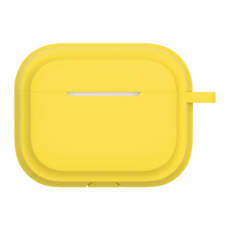 For AirPods Pro 2 Soft Silicone Skin Cover Full Protection Earphones Portable Carrying Case with Keychain Hook - Yellow