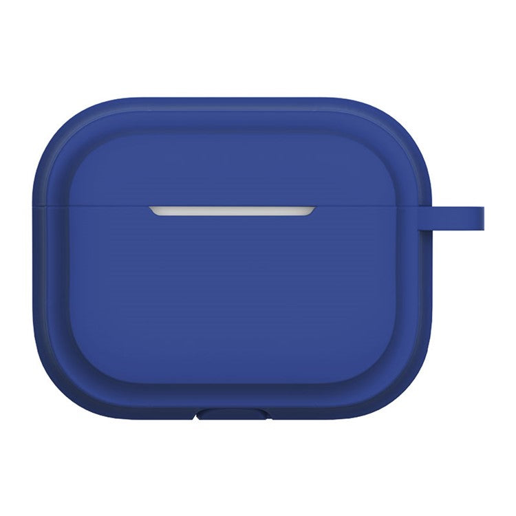 For AirPods Pro 2 Soft Silicone Skin Cover Full Protection Earphones Portable Carrying Case with Keychain Hook - Midnight Blue