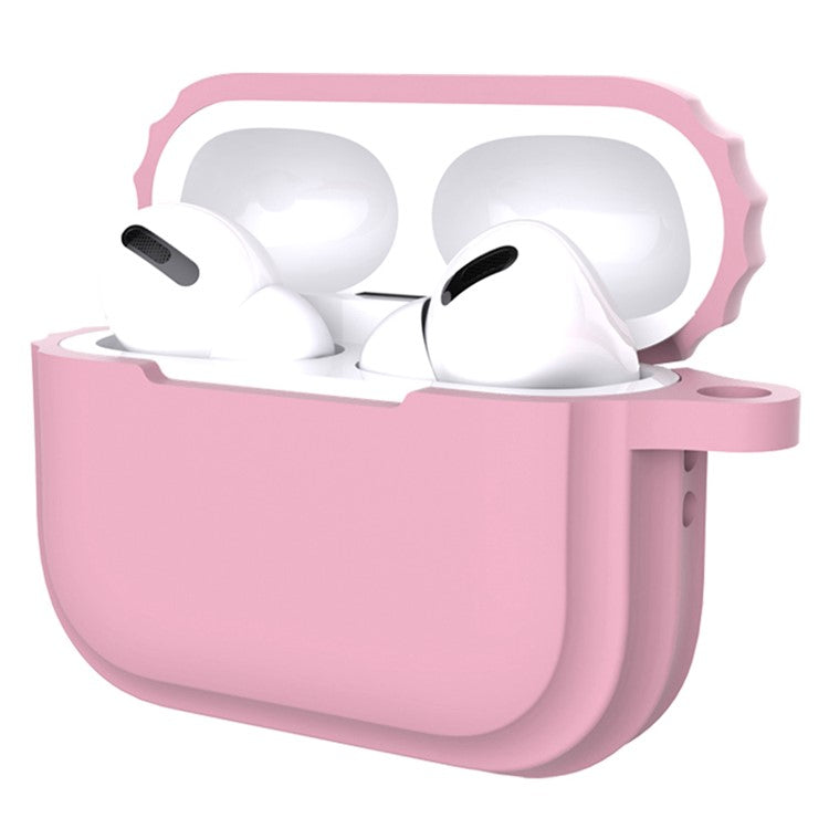 For AirPods Pro 2 Soft Silicone Skin Cover Full Protection Earphones Portable Carrying Case with Keychain Hook - Pink