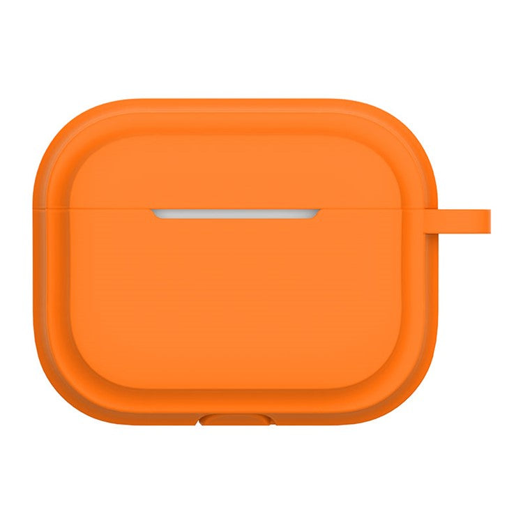 For AirPods Pro 2 Soft Silicone Skin Cover Full Protection Earphones Portable Carrying Case with Keychain Hook - Orange