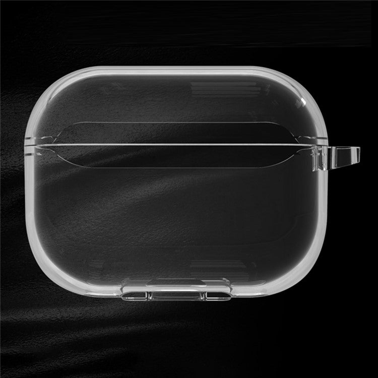 For AirPods Pro 2 / Pro Protective Cover Soft TPU Transparent Shockproof Case with Carabiner Hook