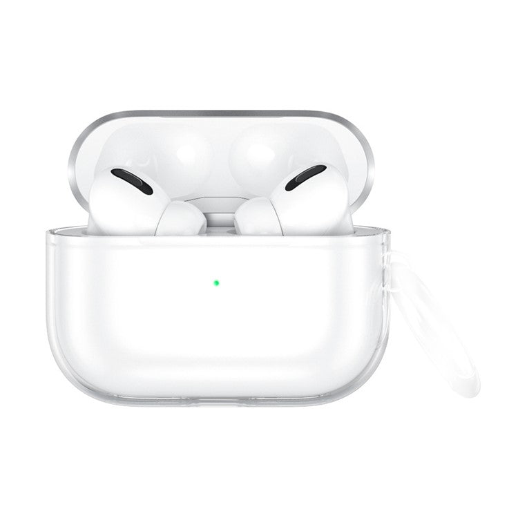 For AirPods Pro 2 Charging Case Cover Glittery Anti-Drop TPU Case Bluetooth Earbuds Protector with Buckle - Transparent