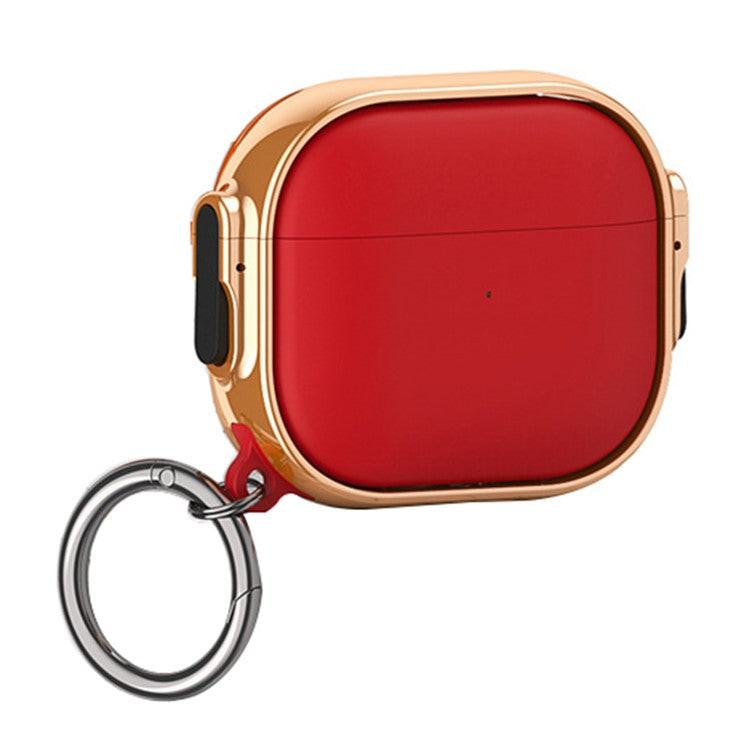 For Apple AirPods 3 Charging Case Cover Anti-Drop TPU+PC Electroplating Case Bluetooth Earbuds Protector with Dual Side Lock / Ring Buckle - Rose Gold / Red