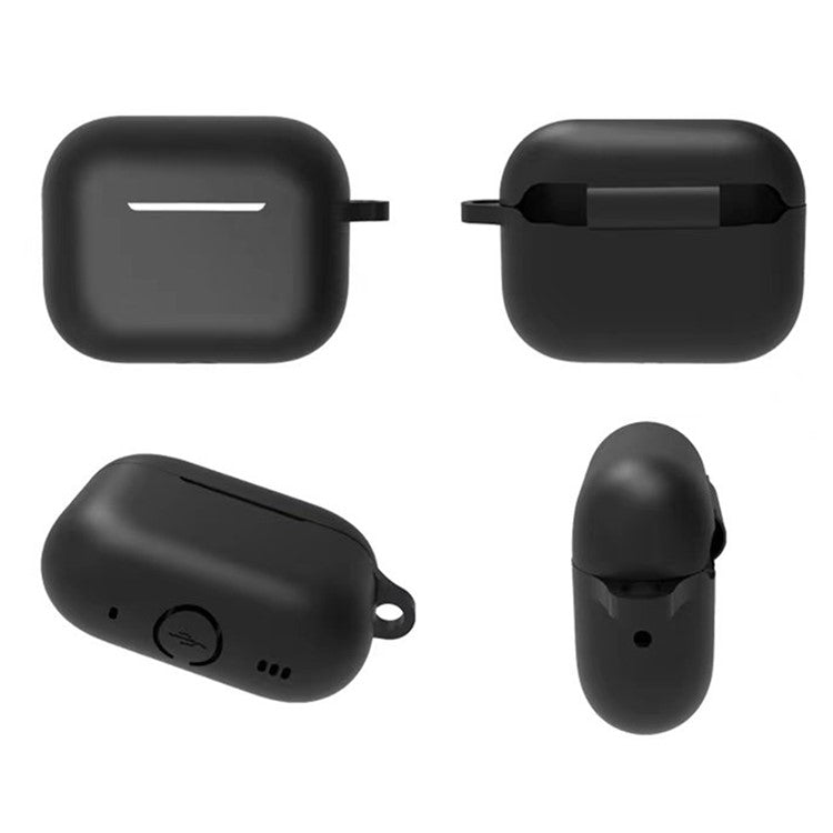 3 in 1 For Apple AirPods Pro 2 Portable Protective Case Set Earbuds Soft Silicone Protector Kit with Keychain  /  Anti-lost Neck Strap - Black