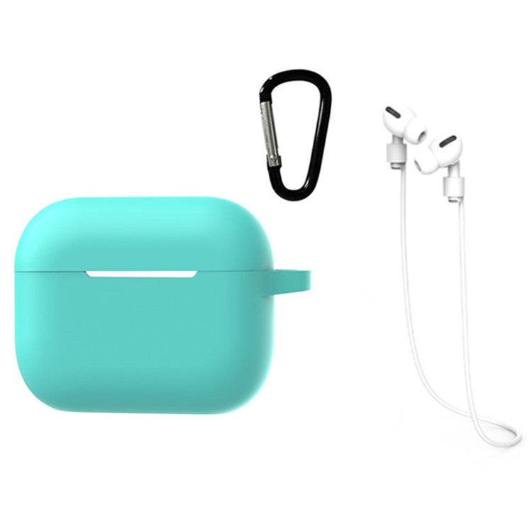 3 in 1 For AirPods Pro 2 Bluetooth Earphone Silicone Protective Cover + Anti-lost Rope + Hanging Buckle - Mint Green