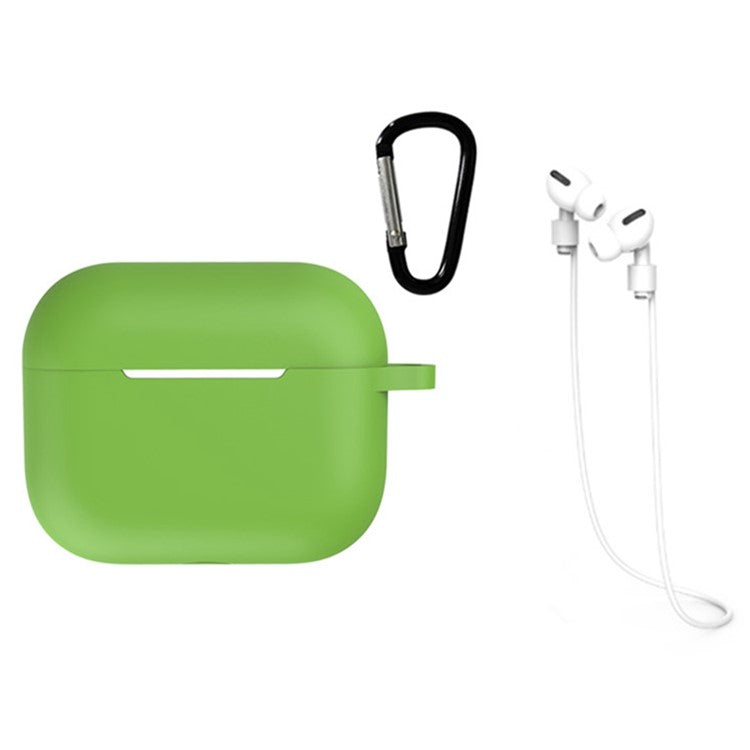 3 in 1 For AirPods Pro 2 Bluetooth Earphone Silicone Protective Cover + Anti-lost Rope + Hanging Buckle - Green