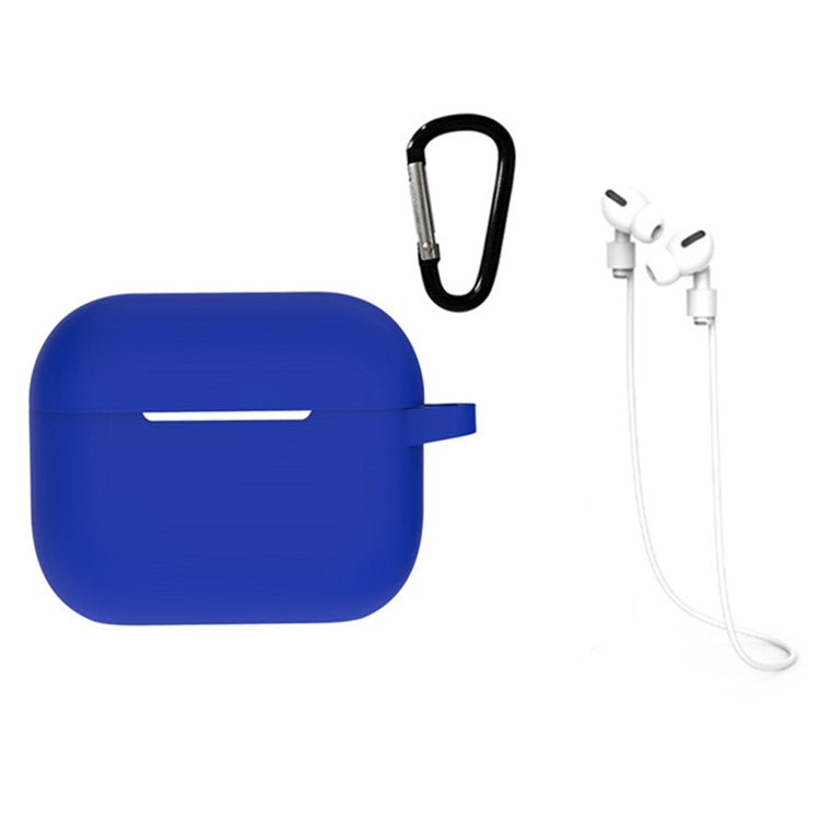 3 in 1 For AirPods Pro 2 Bluetooth Earphone Silicone Protective Cover + Anti-lost Rope + Hanging Buckle - Blue