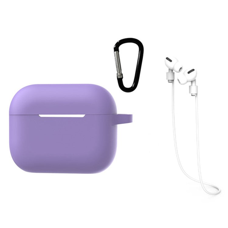 3 in 1 For AirPods Pro 2 Bluetooth Earphone Silicone Protective Cover + Anti-lost Rope + Hanging Buckle - Dark Purple