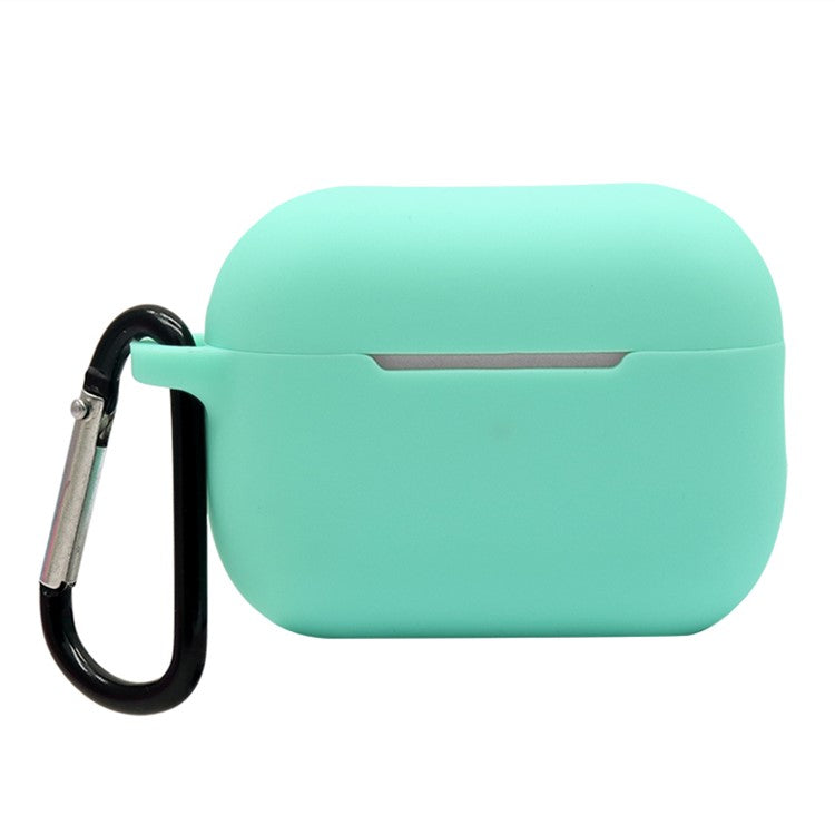 For AirPods Pro 2 Soft Silicone Protective Cover Dust-Proof Ear Bud Earphone Case with Anti-Lost Buckle - Mint Green