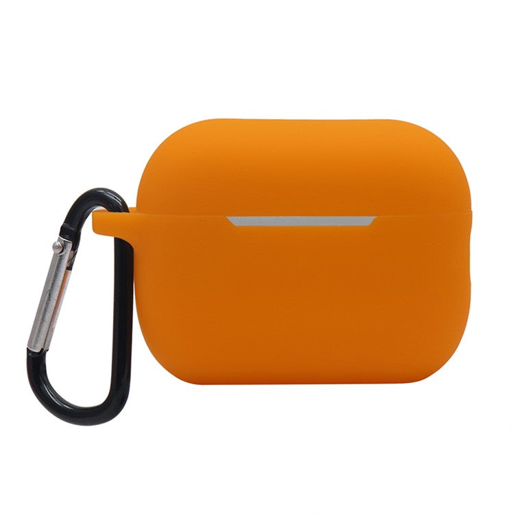 For AirPods Pro 2 Soft Silicone Protective Cover Dust-Proof Ear Bud Earphone Case with Anti-Lost Buckle - Orange